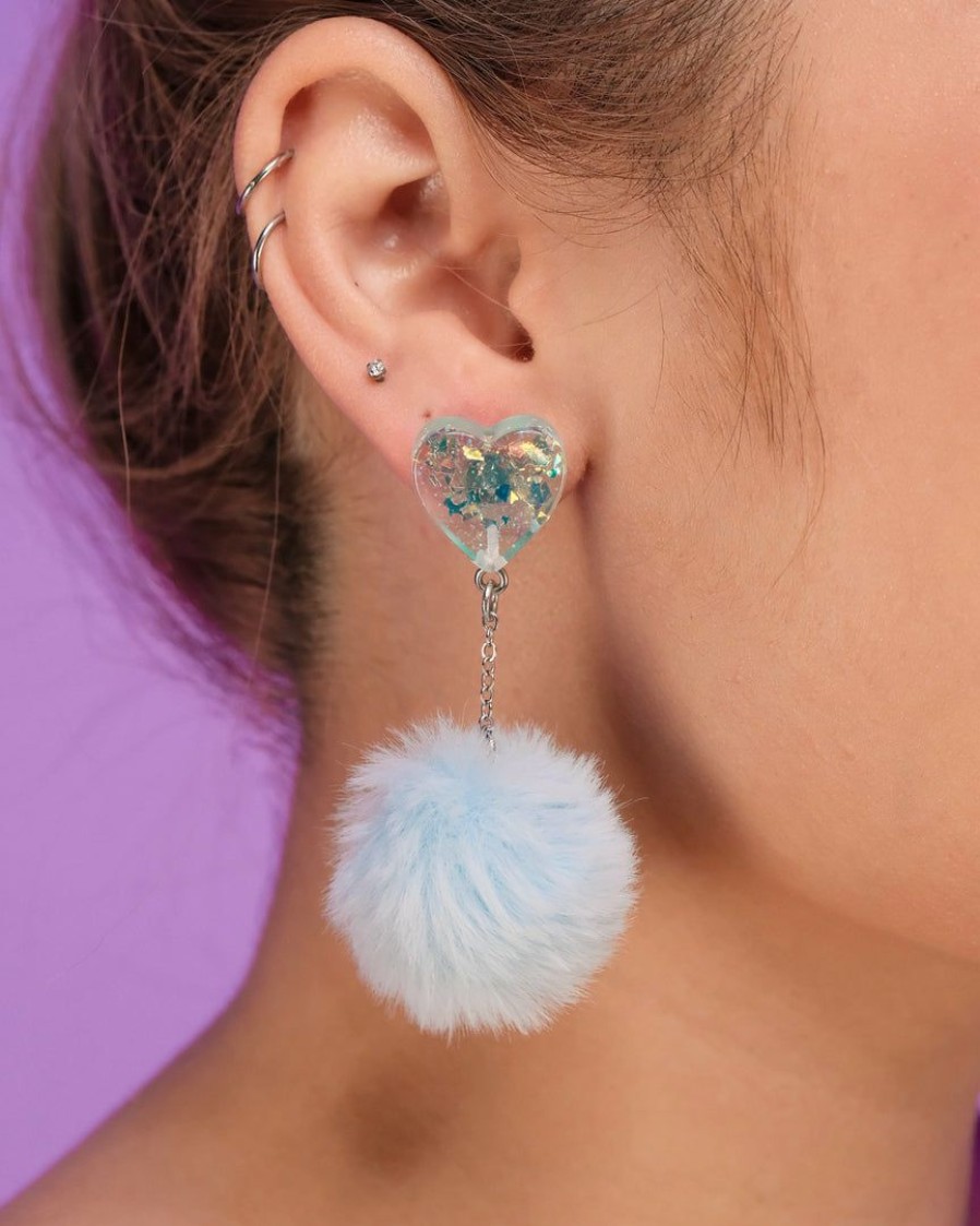 Accessories * | Ae In Love With You Fuzzy Puff Heart Earrings