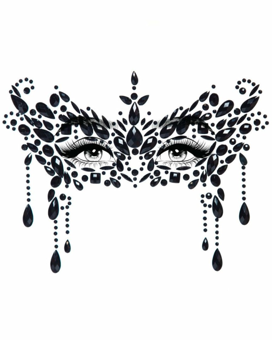 Accessories * | Leg Avenue Diamond Masquerade Adhesive Face Jewels Sticker Black Accessories