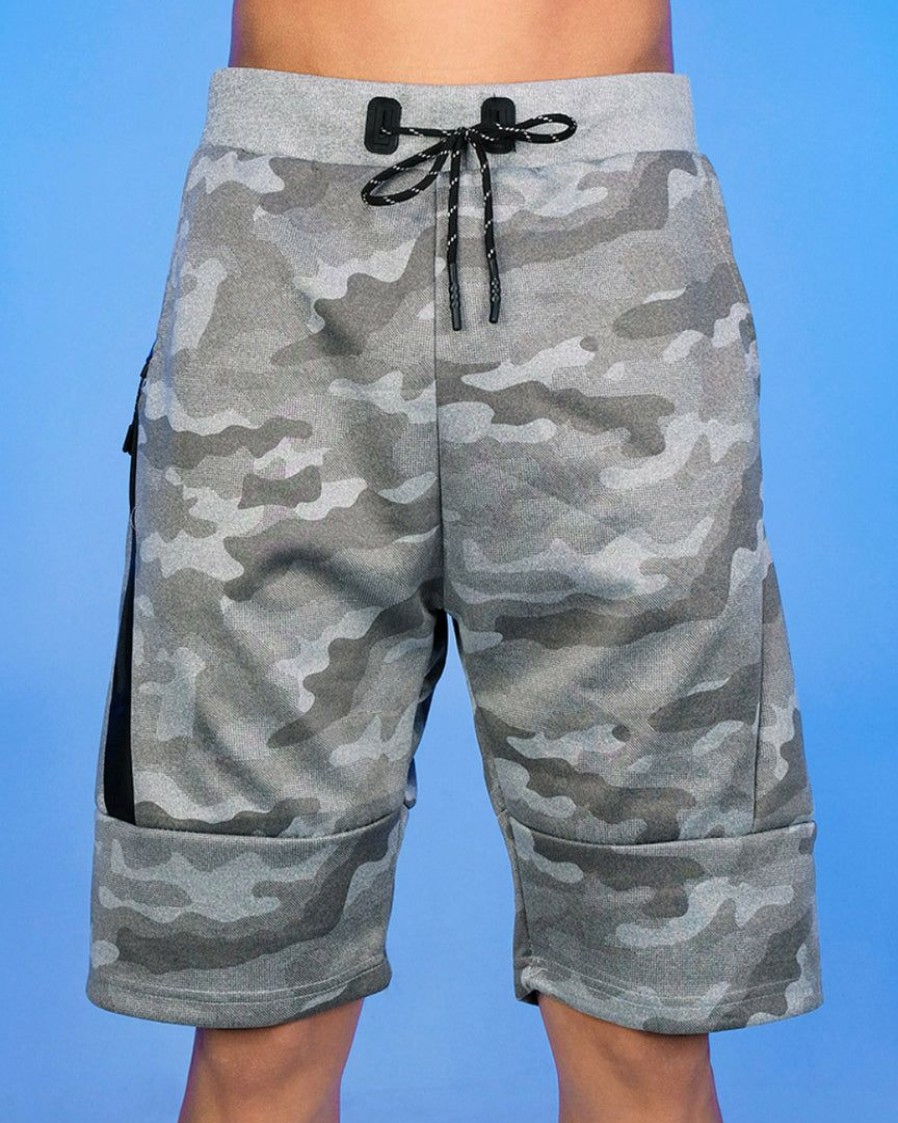 Mens * | Phillip Marciano Llc Mens Light Grey Camo Slant Zipper Men'S Shorts