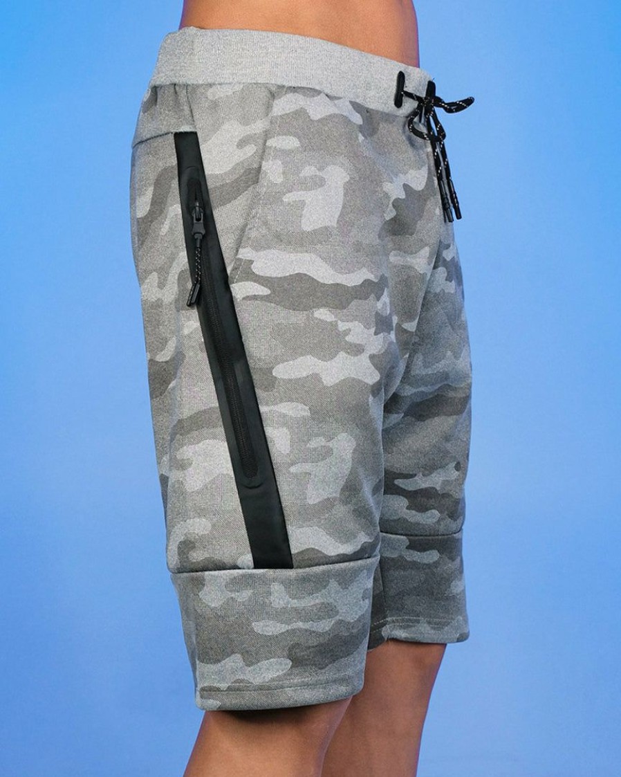 Mens * | Phillip Marciano Llc Mens Light Grey Camo Slant Zipper Men'S Shorts