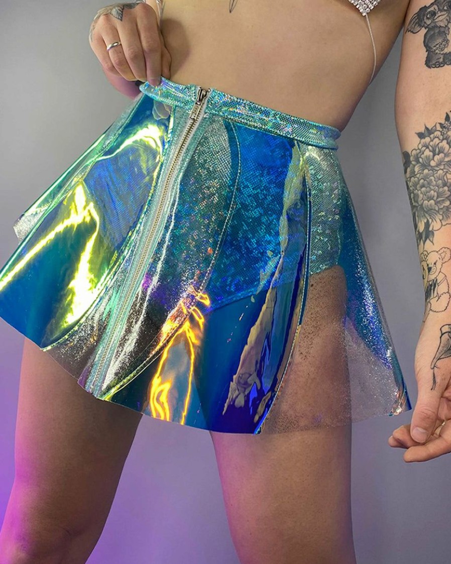 Womens * | J. Valentine New Holographic Pvc Pinwheel Skirt