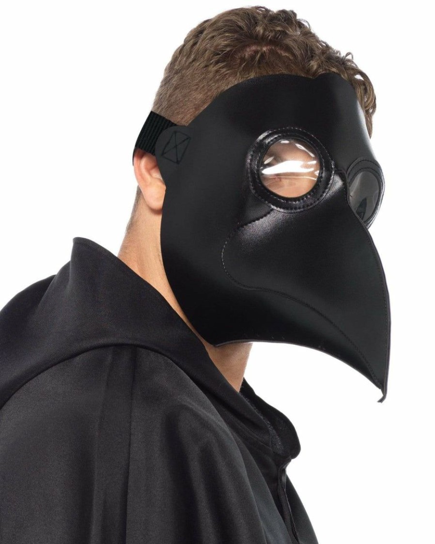 Accessories * | Leg Avenue Faux Leather Plague Doctor Black Beak Mask