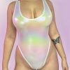 Womens * | J. Valentine White Holo Foil Bodysuit