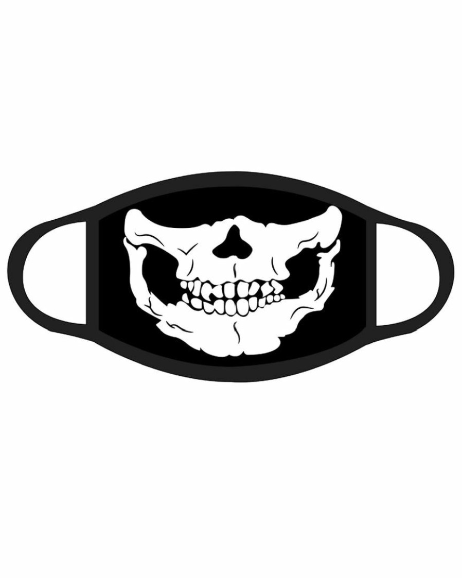 Accessories * | Ae Mens Skull Black Face Mask