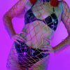 Womens * | Music Legs Rainbow Mesh Wide Fishnet Dress New