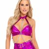 Womens * | Roma New Hot Pink Holo Foil Chain Top