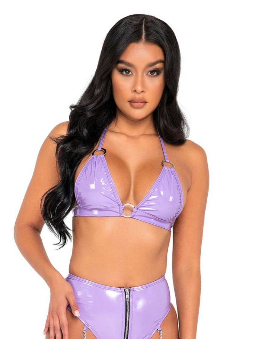 Womens * | Roma Lavender Babe Vinyl Bikini Top New