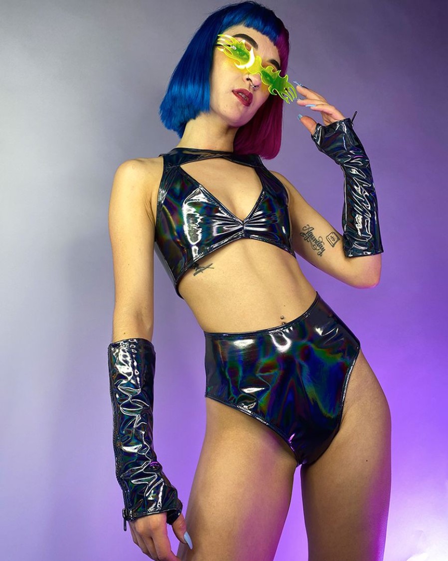 Womens * | J. Valentine Cyber Prom Holographic Vinyl Pvc High Waist Shorts New