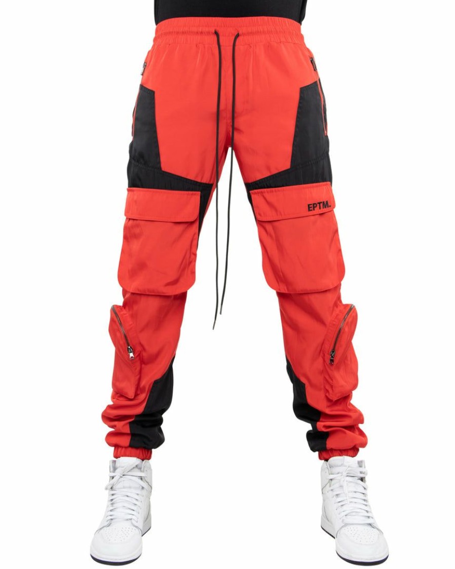 Womens * | Eptm Harsh Red Block Nylon Utility Pants