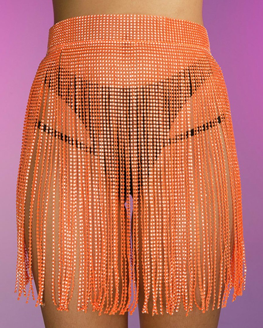 Womens * | Hot And Delicious Orange Drip Cover Up Skirt