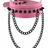 Accessories * | Ae Spike Faux Leather Choker With Hanging Chains