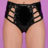 Womens * | Bodyzone New Sugar Baby Black High Waist Peek A Boo Shorts