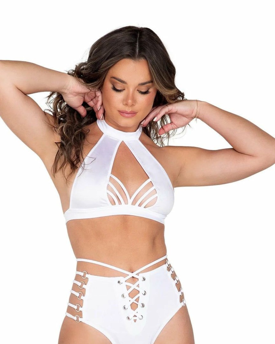 Womens * | Roma Candy Lane Halter Top White