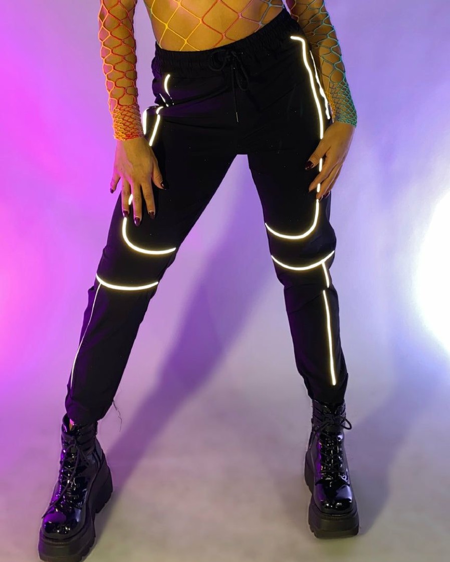 Womens * | Ae Womens Black Reflective Joggers