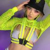 Womens * | Ae New Neon Green Fishnet Hooded Shrug