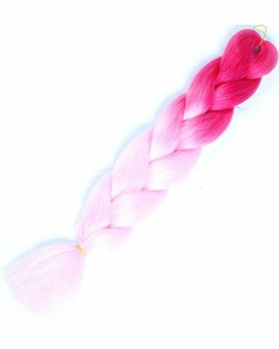 Accessories * | Ae Braiding Hair Extensions Womens Ombre Hot Pink/Light Pink