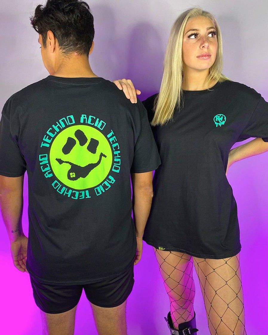 Womens * | Jarmoo Acid Techno Rave Wonderland Black Tee Womens