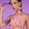 Womens * | Daisy'S Corsets Pretty In Pink Stretchy Harness Top New