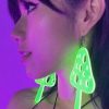 Accessories * | Ae Trippin' On Mushrooms Neon Blacklight Pvc Earrings