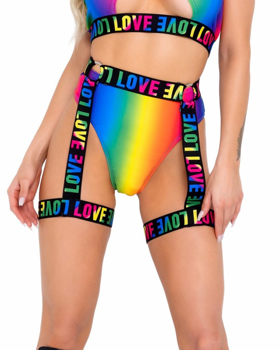 Accessories * | Roma New Rainbow Love Garter Belt