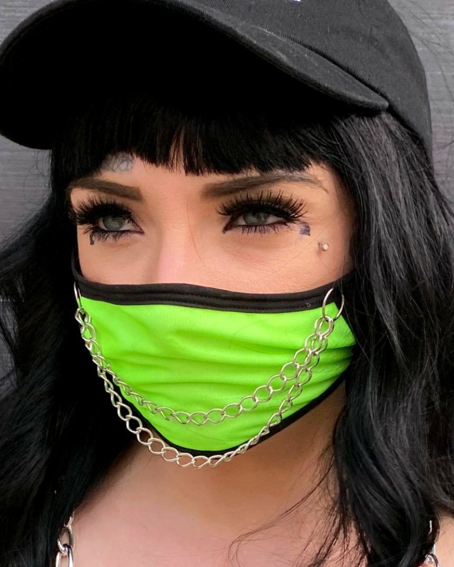 Accessories * | Bodyzone Accessories Neon Green Chain Me Up Face Mask