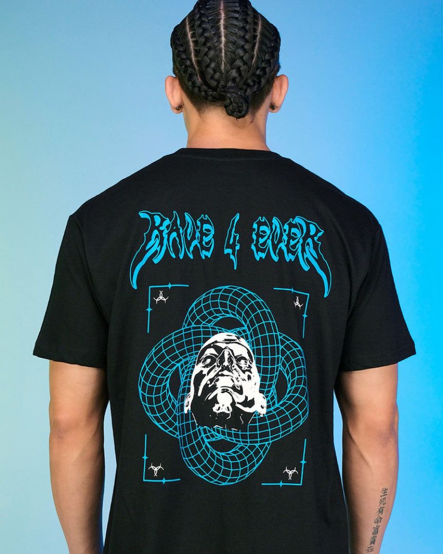 Mens * | 555Stickers Rave 4 Ever Infinity Black Tee Mens