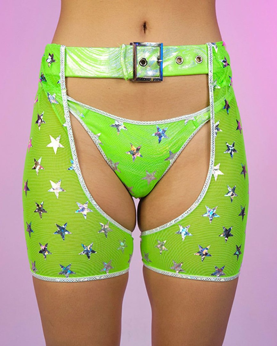 Womens * | Roma Green Cosmic Stardust Chaps