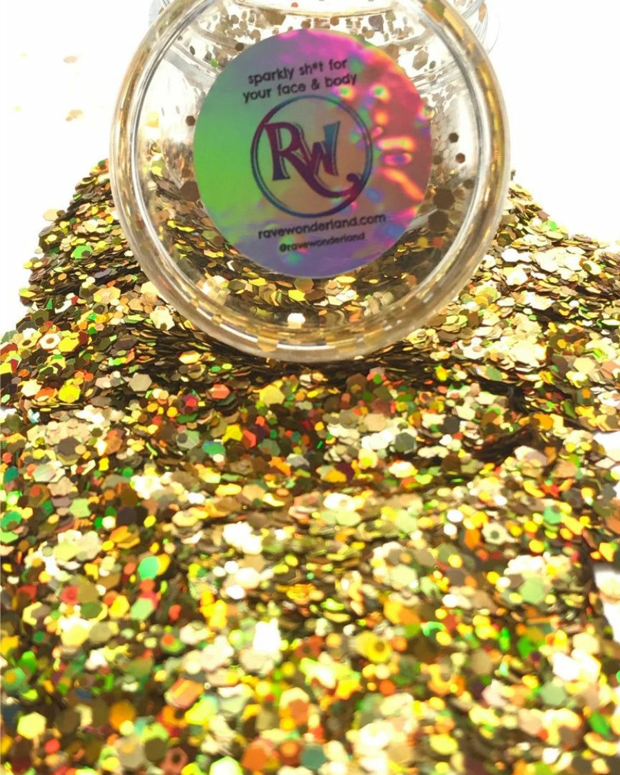 Accessories * | Xucai Iridescent Gold Chunk Body And Face Festival Glitter (Large 15 Grams)