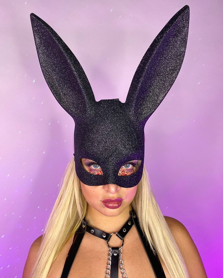 Accessories * | Leg Avenue Womens Glitter Masquerade Bunny Mask