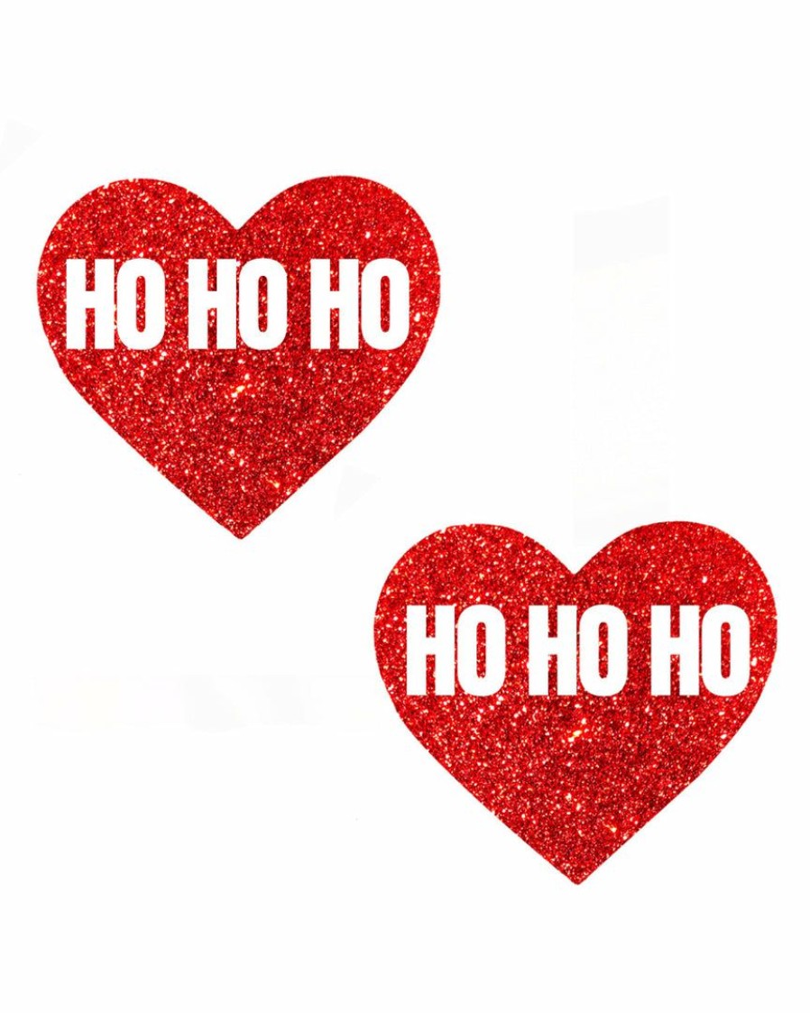 Accessories * | Neva Nude Feelin' Ho Ho Ho Reflective Red Glitter I Heart U Pasties