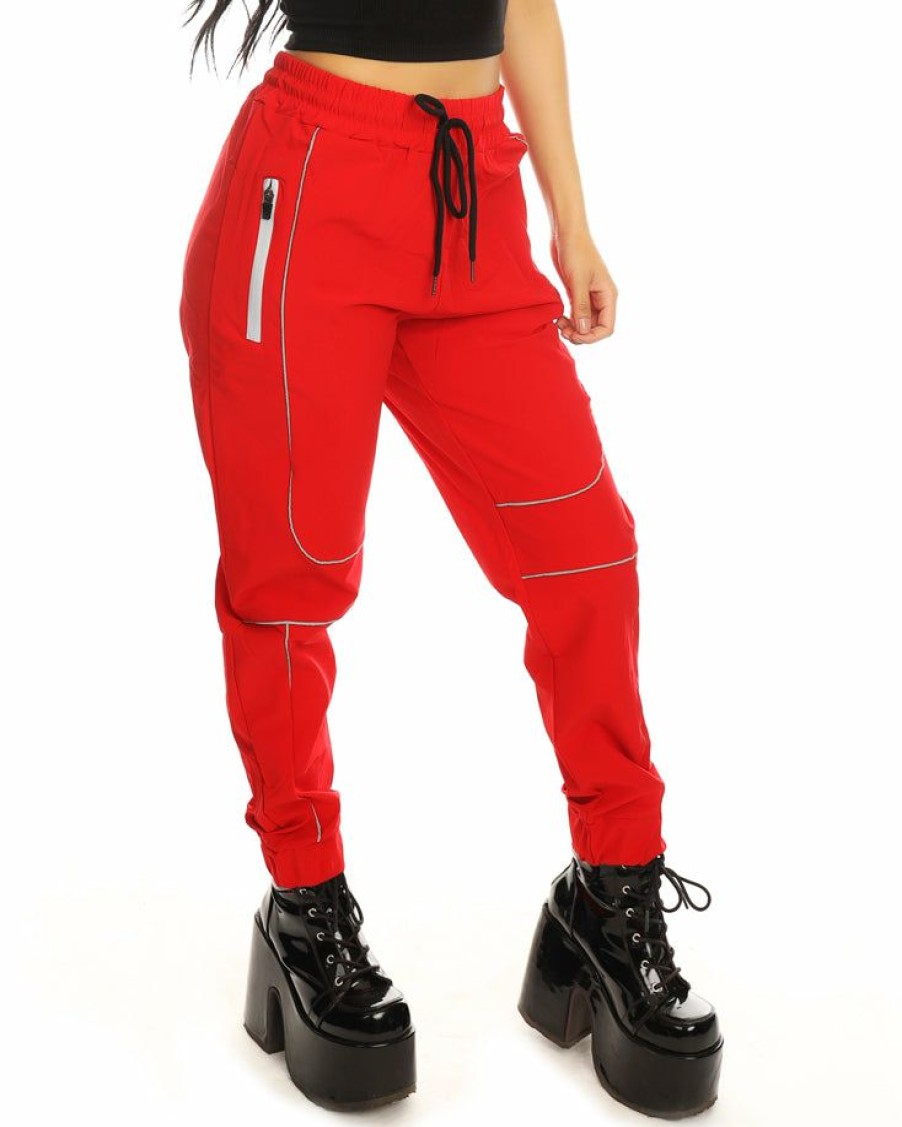 Womens * | Ae Womens Red Reflective Unisex Joggers