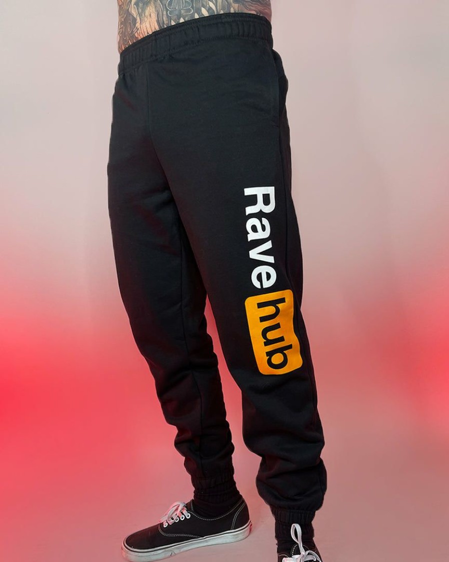 Womens * | 555Stickers Rave Hub Black Sweatpants Womens